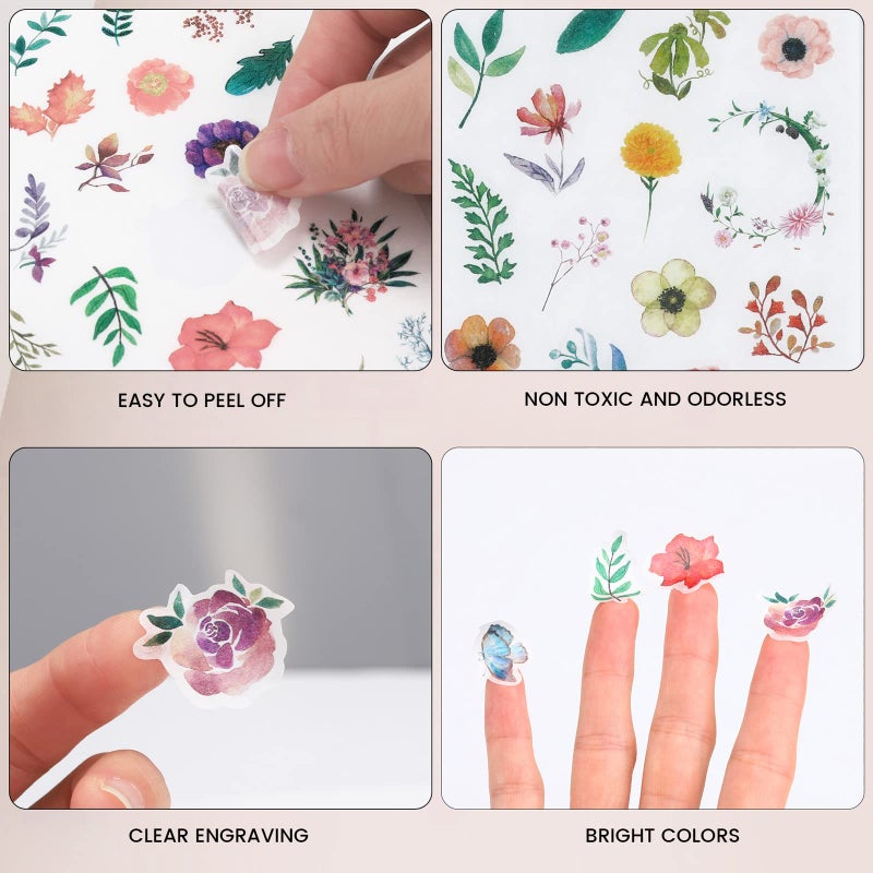 Molshine 12sheets (About 300pieces) Die-Cutting Stickersâ€“Plant Flower Watercolor Series Decals for DIY,Diary Decoration,Laptops,Scrapbook,Luggage,Cars,Books,Sealing-6 Different Patterns x 2 - Image 5